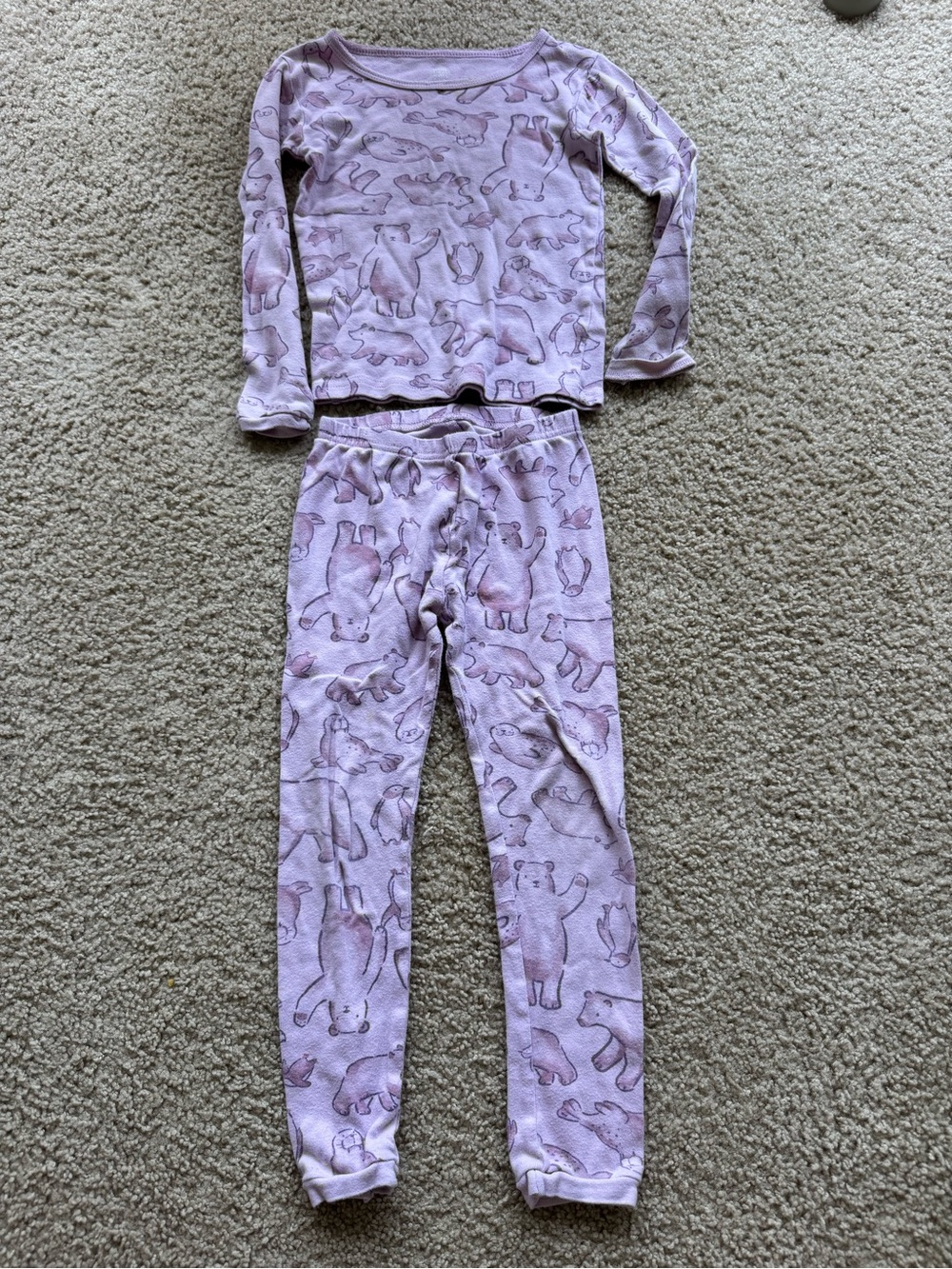 Carter's Lavender Purple Bear Print Kids Pajama Set